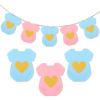12Pcs Blue Pink Baby Shower Paper Banners, Baby Clothes Banner for Gender Reveal Decorations(Pink Blue) view 1