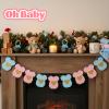 12Pcs Blue Pink Baby Shower Paper Banners, Baby Clothes Banner for Gender Reveal Decorations(Pink Blue) view 4