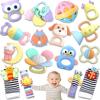 AZEN 16 Pack Baby Rattles Teething Toys 3-6 Months, Baby Toys 0-6 Months, Newborn Infant Toys 6-12 Months, Essentials Must Haves Wrist Socks Toddler Stocking Stuffers Valentines Gifts (Pink) view 1