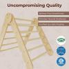 LINKHOO Pikler Triangle Set of 3, Wooden Montessori Climbing Set for Toddlers Ages 2-6, Indoor Jungle Gyms with Arch, Ramp and Ladder, Natural view 3