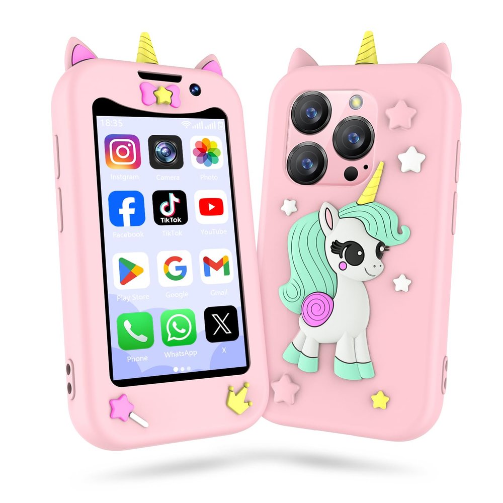 Kids Phone for Girls, Mini Smartphone for Age 3 and Above, Mini Phone with Dual Camra/HD Touch Screen/Video&Phone Call/App Download/Music Player/GPS,Christmas Birthday Gifts Toddler Phone for Kids