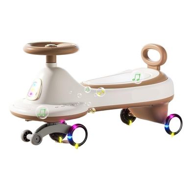 Wiggle Car for Kids Swing Car WithColorful Light-Emitting Wheels for Boys Girls 2 Years Old and Up(Brown)