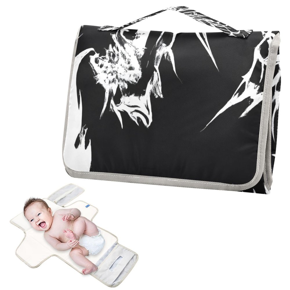 Kigai Metal Fire Dragon Portable Diaper Changing Pad, Foldable Travel Diaper Changing Pad with Built-in Pillow, Waterproof Baby Changing Mat for Newborn, Infant