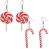 JazSwirl Lollipop Candy Cane Earrings Set for Women, 2 Pairs Red White Christmas Candy Earrings, Cute Fun Polymer Clay Holiday Earrings, Sweet Festive Jewelry Gifts for Christmas Party and Daily Wear view 1