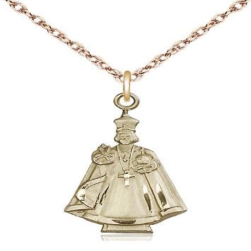 14kt Gold XS Figure Pendant on a 20 inch Gold Filled Light Rope Chain.