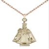 14kt Gold XS Figure Pendant on a 20 inch Gold Filled Light Rope Chain. view 1