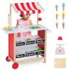 INFANS Wooden Grocery Store Marketplace Toy, Supermarket Pretend Play, Extra Storage 6 Ice Creams Scales Bells Chalkboards, Fun Indoor Farmer's Market Stand Set Gift for Ages 3+ view 1