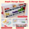 INFANS Wooden Grocery Store Marketplace Toy, Supermarket Pretend Play, Extra Storage 6 Ice Creams Scales Bells Chalkboards, Fun Indoor Farmer's Market Stand Set Gift for Ages 3+ view 3