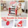 INFANS Wooden Grocery Store Marketplace Toy, Supermarket Pretend Play, Extra Storage 6 Ice Creams Scales Bells Chalkboards, Fun Indoor Farmer's Market Stand Set Gift for Ages 3+ view 4