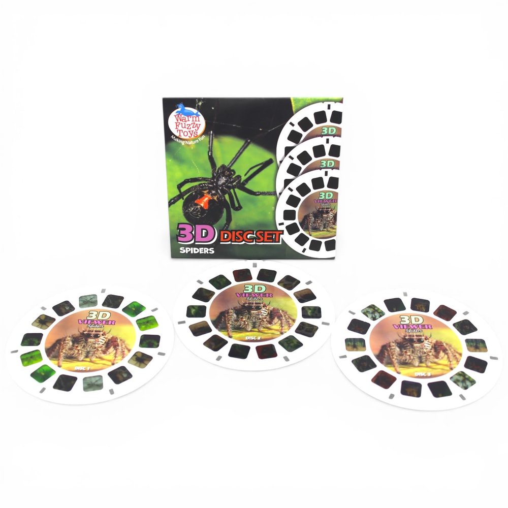 WARM FUZZY Toys Spider Reels for Viewfinder 3 Slides with 21 HD 3D Images, Arachnid Wildlife Refill Discs for Kids & Adults, Retro Classic Educational Toy Accessory
