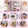 Costzon Kids Kitchen Playset, Wooden Toddler Montessori Toy Set w/Sound & Light, Adjustable Height, Range Hood, Stove, Microwave, Ice Maker, Phone, 16 PCS Accessories, Play Kitchen for Kids Ages 3+ view 4