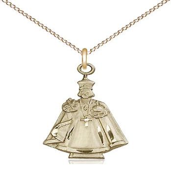 14kt Gold XS Figure Pendant on a 20 inch Gold Filled Light Curb Chain.