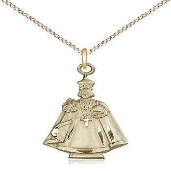 14kt Gold XS Figure Pendant on a 20 inch Gold Filled Light Curb Chain.