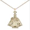 14kt Gold XS Figure Pendant on a 20 inch Gold Filled Light Curb Chain. view 1