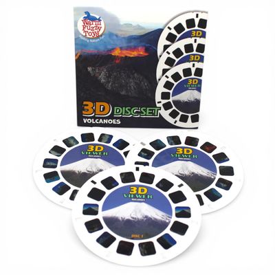 WARM FUZZY Toys Volcano Viewfinder Reels 3D Natural Disasters 6 Slides with 21 HD Images, Retro Educational Refill Discs for Kids & Adults, Classic STEM Learning Toy Accessory