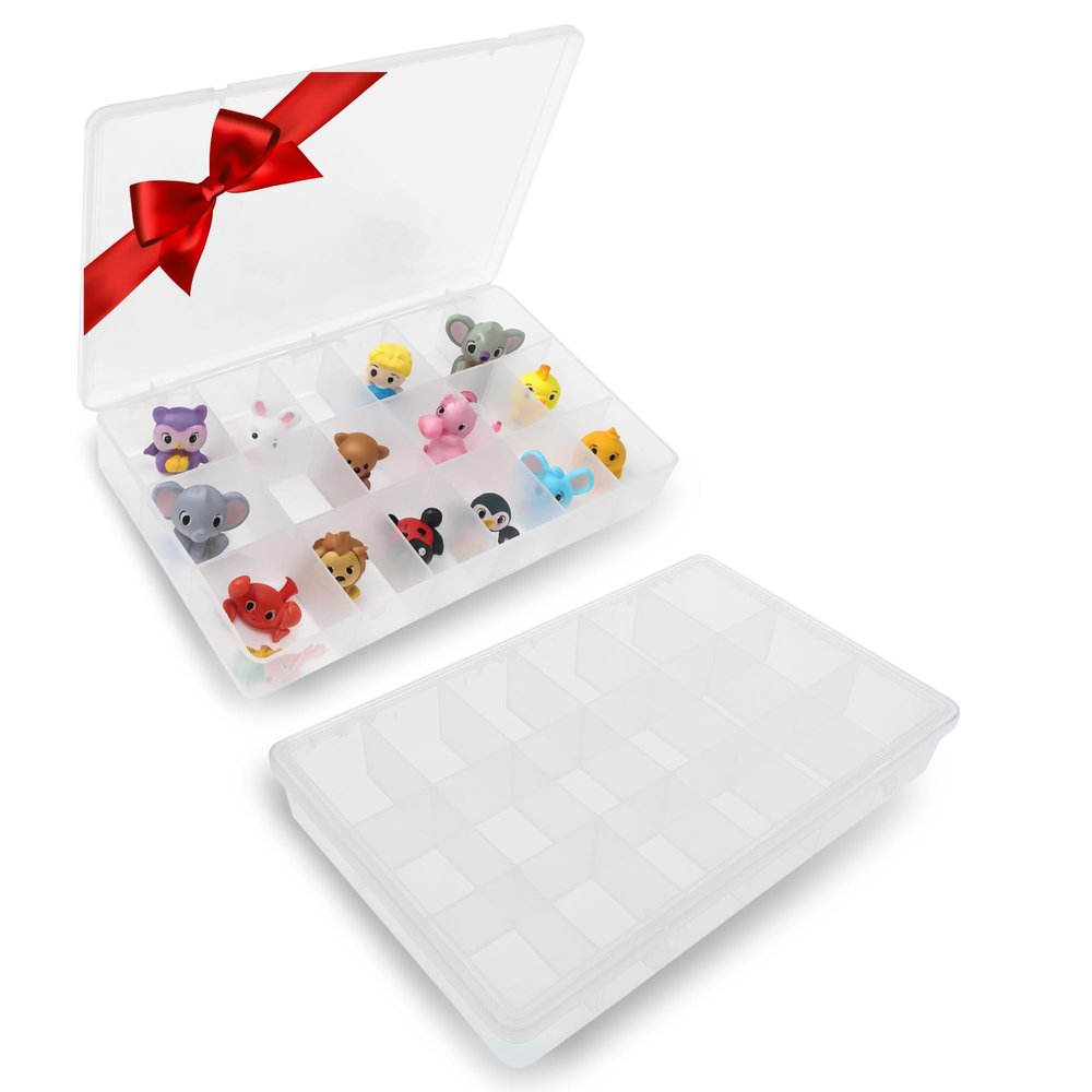 EVERLAST D55 Organizer Case with 18 Bays | Jewelry, Toys, Beads, Crafts, Storage Box & Display Case | Durable Polypropylene Compartment Organizer w/Snap Closures | 3 Pack (10-3/8 x 6-1/8 x 1-1/2)