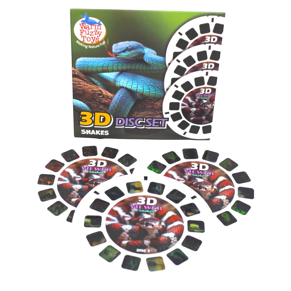 WARM FUZZY Toys Snake Reels for Viewfinder 3 Slides with 21 HD 3D Images, Reptile Wildlife Refill Discs for Kids & Adults, Retro Educational Classic Toy Accessory