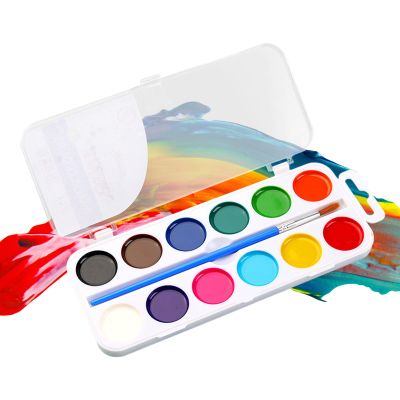 Kids Watercolor Paint Set Assorted Colors, Portable Palette With Brush, Safe Educational Art Supplies | Classroom Activities, Easter, Birthday Presents, Thanksgiving Crafts, Children