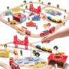 TradeWings 118PCS Wooden Train Set, City Scene Railway Playset with Wooden Tracks for Kids Ages 3-8, Ideal Toy Gift for Toddlers Kids Boys Girls Christmas Birthday, Compatible with Major Brands view 1