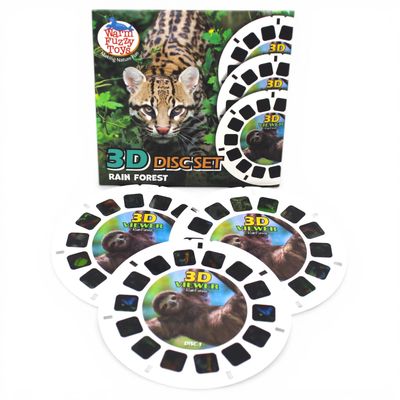 WARM FUZZY Toys Rainforest Animals Reels for Viewfinder 3 Slides with 21 HD 3D Images, Tropical Wildlife Refill Discs for Kids & Adults, Retro Educational Classic Toy Accessory