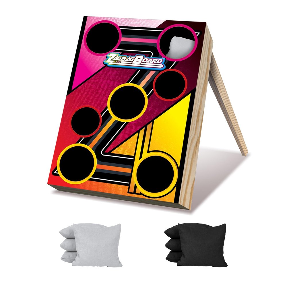 ZagBag Board Family Bean Bag Toss Game Set, Real Wood Construction, Indoor and Outdoor Play, 8 Bean Bags Included, All Ages, 2+ Players, Perfect for Camping, Tailgating, and Family Game Night
