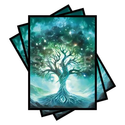 100 PCS TCG/MTG Card Sleeves, Matte Back Anti-Slip & Easy Shuffling Applicable to OCG CCG DTCG PTCG, 2.6 x 3.6 in Standard Size Cards (Tree)