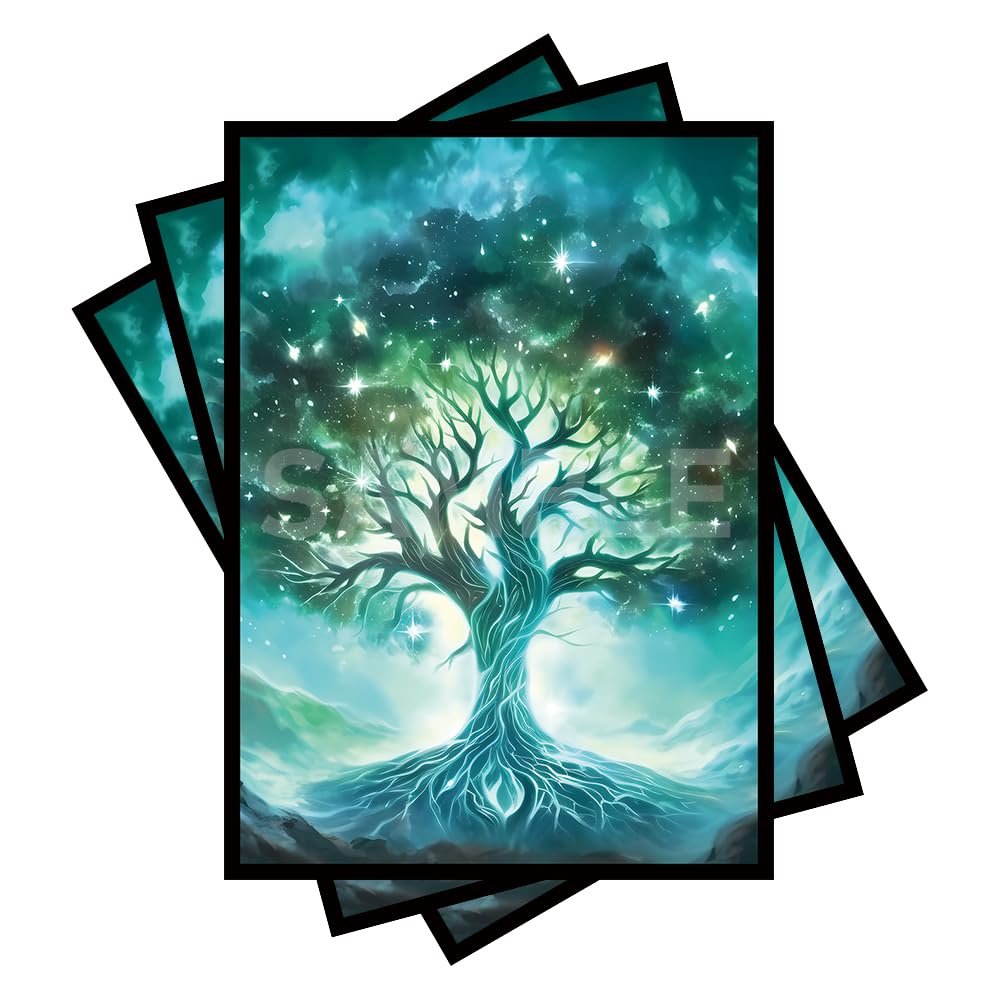 100 PCS TCG/MTG Card Sleeves, Matte Back Anti-Slip & Easy Shuffling Applicable to OCG CCG DTCG PTCG, 2.6 x 3.6 in Standard Size Cards (Tree)