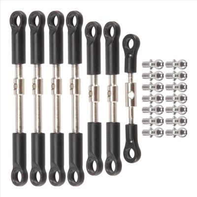 Compatible with Wltoys 144001 144010 124017 124019 RC Cars Parts 7Pcs Front Rear Tie Rod Servo Link with Ball Head Screw RC Car Accessories