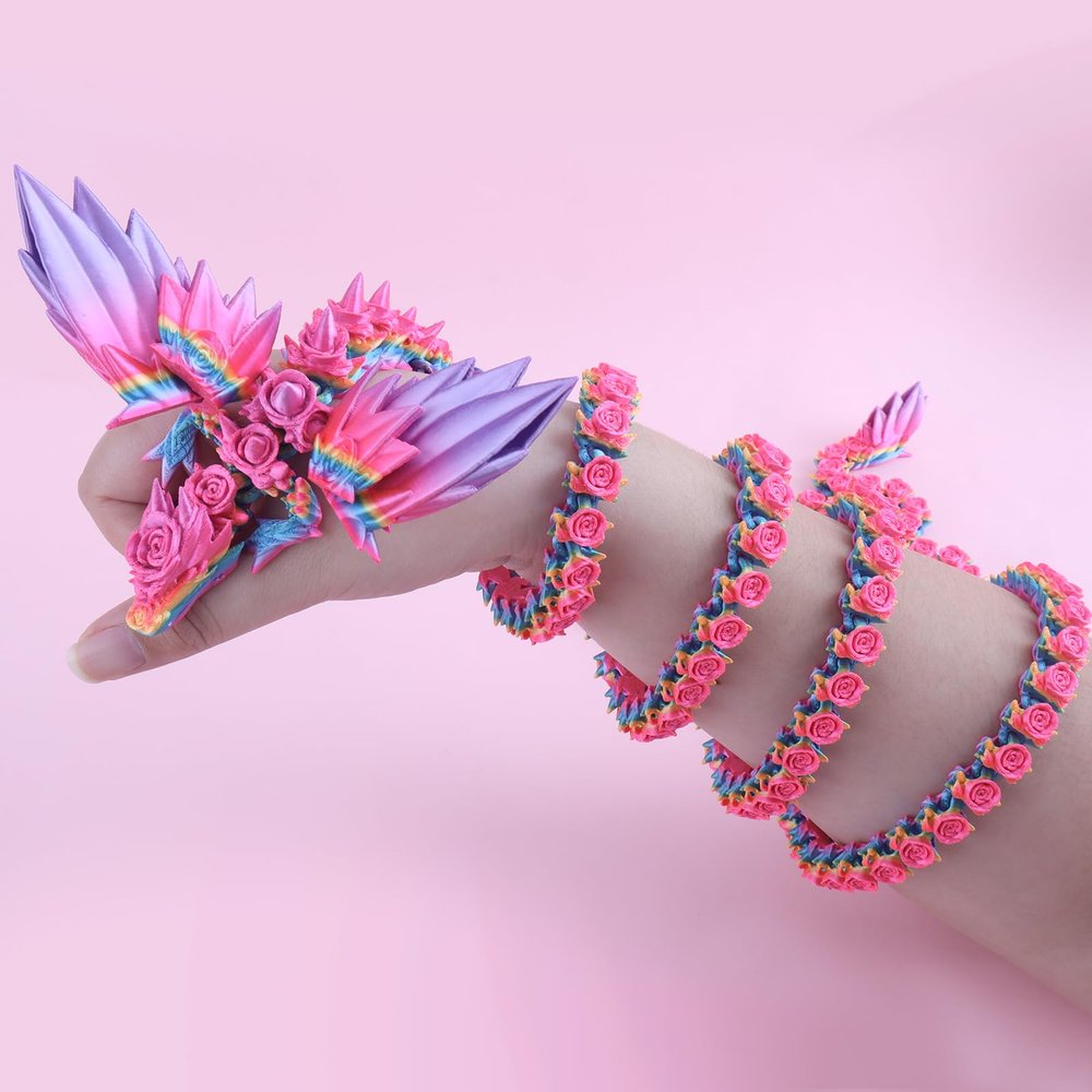 critigulf 3D Printed Giant Long Dragon - Largest Size Toothless with Wings and Pangolin Features (Rose-Dragon 2meters)