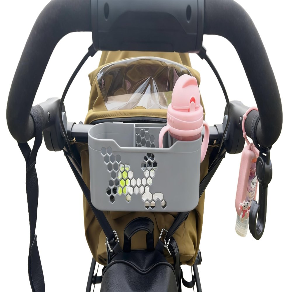 3-in-1 Cup Holder for Thule Urban Glide 3 Stroller | Large Storage Caddy with Insulated Cup Holder & Phone Pocket | Tool-Free Installation, ABS Material (Gray)