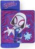 Jay Franco Kids Nap Mat with Embedded Pillow & Blanket  Soft 46"x20" Microfiber Sleeping Bag with Name Tag & Handle Purple - Ghost Spider view 1