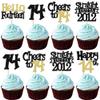 30 Pack Happy 14th Birthday Cupcake Toppers Glitter Black Gold Ten Straight Outta 2012 Cupcake Picks Cheers to 14 Years Cake Decorations for Baby Shower Boys Girls Kids 14th Birthday Party Supplies view 1