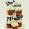 30 Pack Happy 14th Birthday Cupcake Toppers Glitter Black Gold Ten Straight Outta 2012 Cupcake Picks Cheers to 14 Years Cake Decorations for Baby Shower Boys Girls Kids 14th Birthday Party Supplies view 3