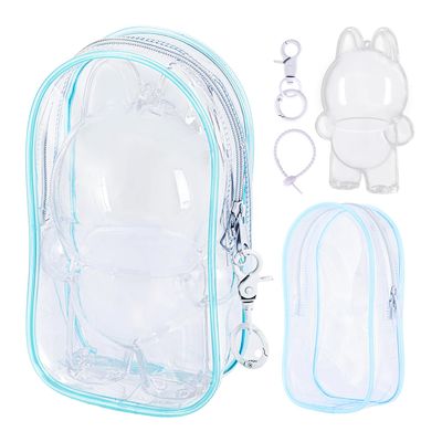 2PCS Protective Case Compatible with DollHD Clear Figure Display Blind Bag LABU Case, Storage Bag, Crystal-Clear Hard Display Box with Keychain (No Doll)