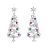 Zircon inlaid Christmas earrings with unique Christmas tree shapes are suitable for gatherings, holidays, and parties view 1