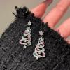 Zircon inlaid Christmas earrings with unique Christmas tree shapes are suitable for gatherings, holidays, and parties view 3