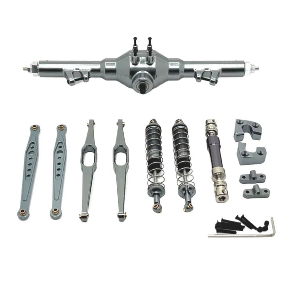 Rc Repairs Parts For Wltoys 124006 12423 12427 12428 12429 1/12 Metal Rear Axle Drive Shaft Shock Absorber Trailing Arms RC Car Upgrade Parts Kit(Grey)
