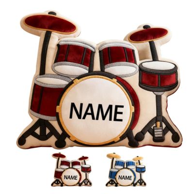 Adfdrehhv Personalized Drum Shaped Pillow with Name Fashion Cute Music Theme Body Pillow for Sofa Bed Couch Chair Club Custom Drummer's Name Cushions Party Decor Gift for Music Lovers Musician