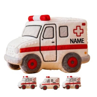 Adfdrehhv Personalized Ambulance Shaped Pillow with Name Cute Car Theme Pillow for Bed Sofa Car Couch Decor Ambulance Cushion Party Decor Gift for Boy Girl Kid Family Friends Driver