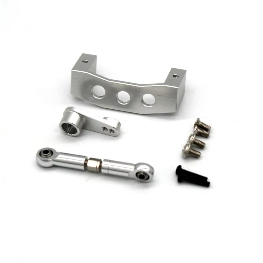 Rc Parts For Wltoys 144001 144010 124016 124017 124018 124019 Steering Gear For Seat Tie Rod RC Car Metal Upgrade Repairs Accessories(Silver)