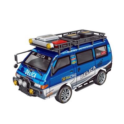1/24 Scale RC Van, 2.4GHz 2WD Full-Scale Rear-Wheel Drive Delica RC Drift Car with 6km/h High Speed, Front Lights, USB Rechargeable Remote Control Crawler for Adults