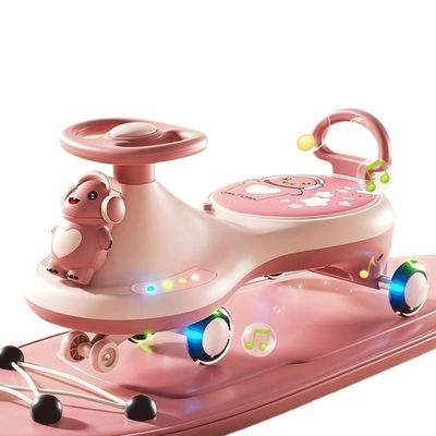 Wiggle Car for Kids for Boys and Girls Twist, Turn, Wiggle Movement to Steer Swing Car with Music Light(Pink)