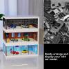 SOCANGJIA 1/64 Diecast Car Model Display Case with Clear Acrylic Dustproof,Garage Showroom Scene with Lighting,Stackable PVC Storage Box for Hot Wheels Collectibles Diorama Parking Organizer (Black) view 2