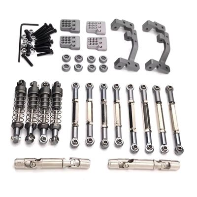 Rc Parts For WPL C14 C24 1/16 Metal Tie Rods Drive Shafts Shock Absorbers RC Car Upgrade Replacements Repairs Modifications Accessories(Gray)