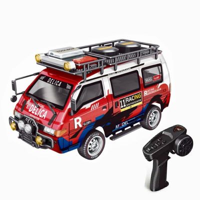 1/24 Scale Delica RC Van, 2.4GHz 4WD Full-Scale Rear-Wheel Drive Delica RC Drift Car with 6km/h High Speed, Front Lights, 3-Speed Manual Gearbox, USB Rechargeable Remote Control Crawler for Adults