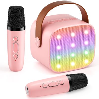 Mini Karaoke Machine with 2 Wireless Microphones, 2026 TOP Kids Portable Bluetooth Karaoke Machine for 3, 4, 5, 6, 7, 8, 9,10,11,12+Year Old, Christmas Birthday Gifts for Girls Boys Adults Home Party