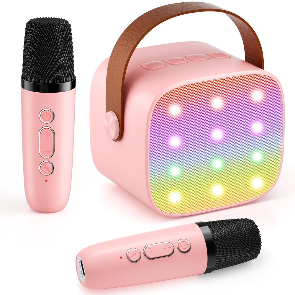 Mini Karaoke Machine with 2 Wireless Microphones, 2026 TOP Kids Portable Bluetooth Karaoke Machine for 3, 4, 5, 6, 7, 8, 9,10,11,12+Year Old, Christmas Birthday Gifts for Girls Boys Adults Home Party