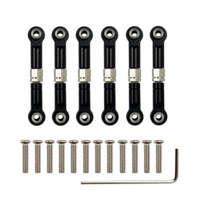 Rc Parts For Wltoys A949 A959 A969 A979 K929 1/18 Aluminum 6 Pcs Adjustable Linkage Pull Rod Servo Link RC Upgrade Spare Repairs Accessories(Black)