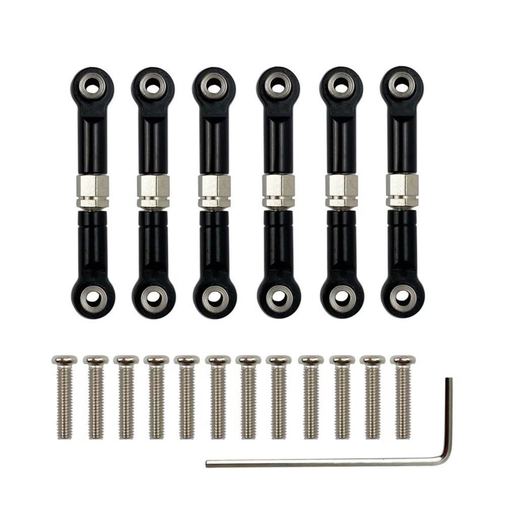 Rc Parts For Wltoys A949 A959 A969 A979 K929 1/18 Aluminum 6 Pcs Adjustable Linkage Pull Rod Servo Link RC Upgrade Spare Repairs Accessories(Black)