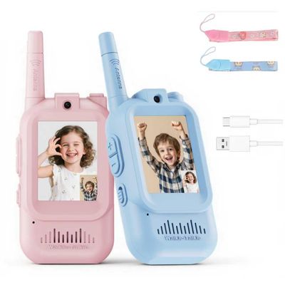 Video Walkie Talkies for Kids, 2 Pack Rechargeable Kids Video Walkie Talkies with Camera, Facetime Walkie Talkie for Indoor Outdoor Games, Camping, Hiking for Boys Girls Ages 3-12